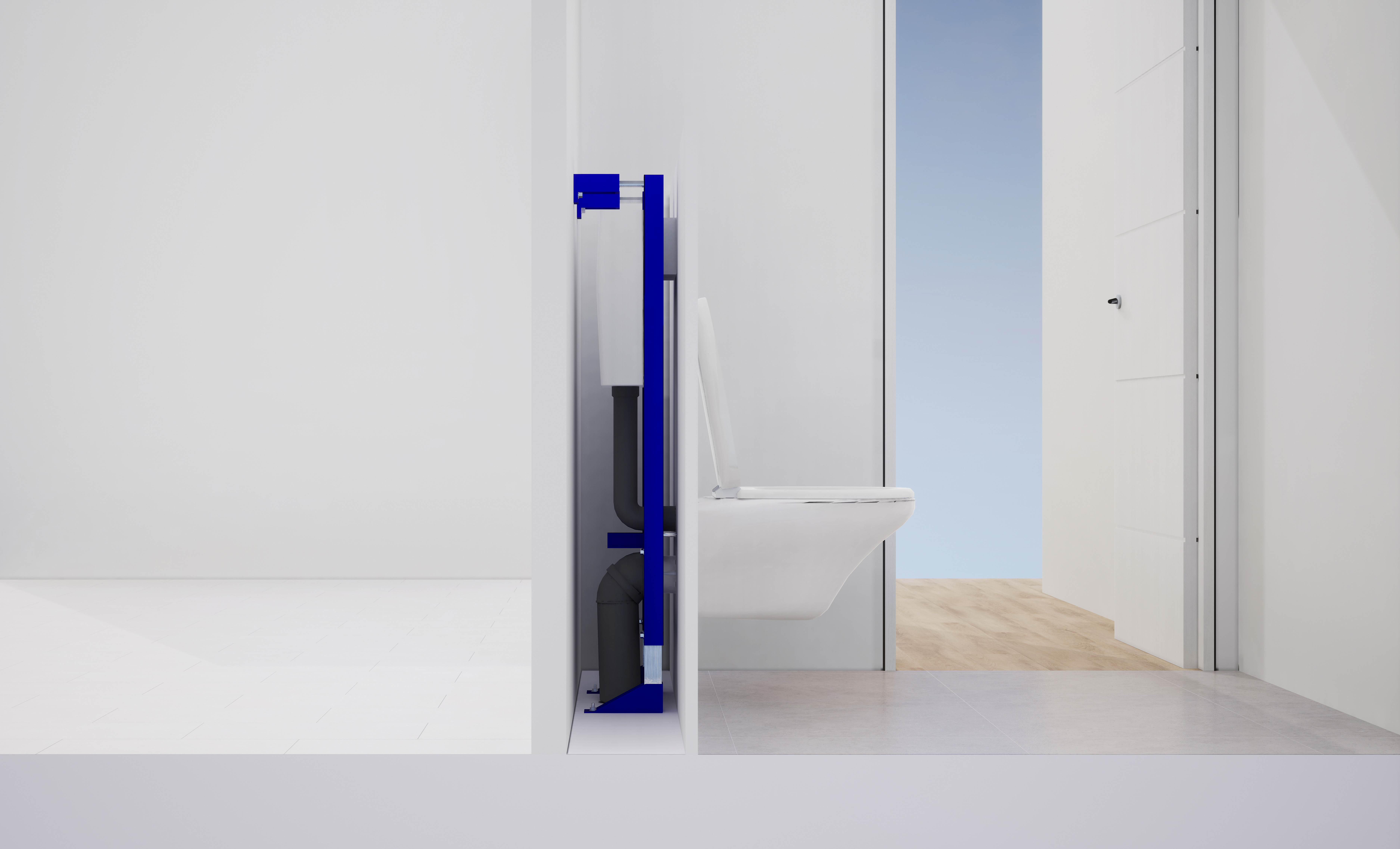 vue 3d en coupe d’un WC suspendu 01